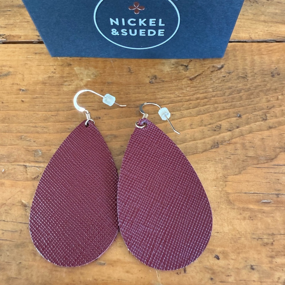 Nickel & Suede Teardrop Earrings